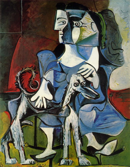 Пабло Пикассо. Женщина с собакой (Жаклин с Кабулом). 1962 год