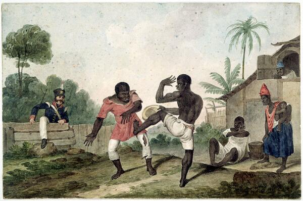 Танец-борьба Нголо (акварель, Национальная Библиотека Австралии, en.wikipedia.org)