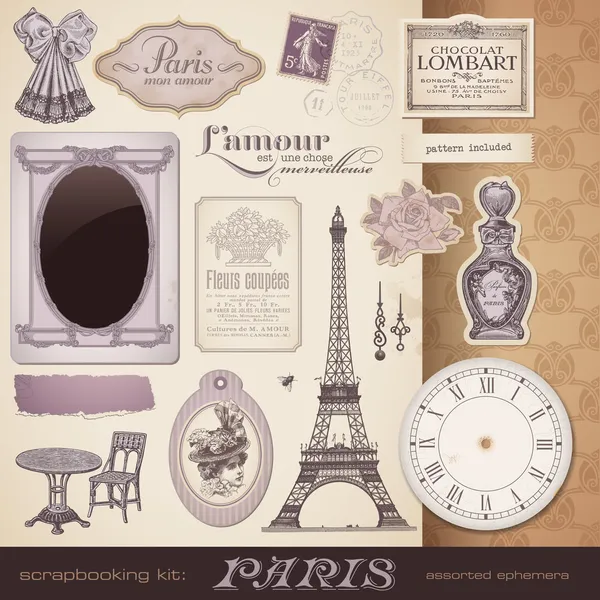 Париж набор - романтическая однодневка — стоковый вектор