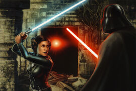 Leia fighting Vader on Mimban EGF